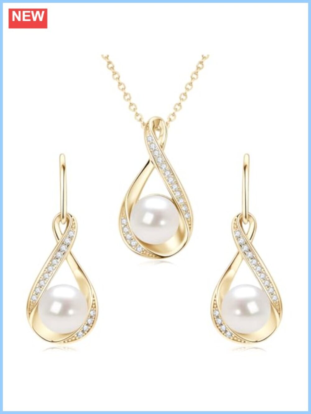 Freshwater Pearl Earrings Necklace Set Sterling Silver Moissanite Wedding